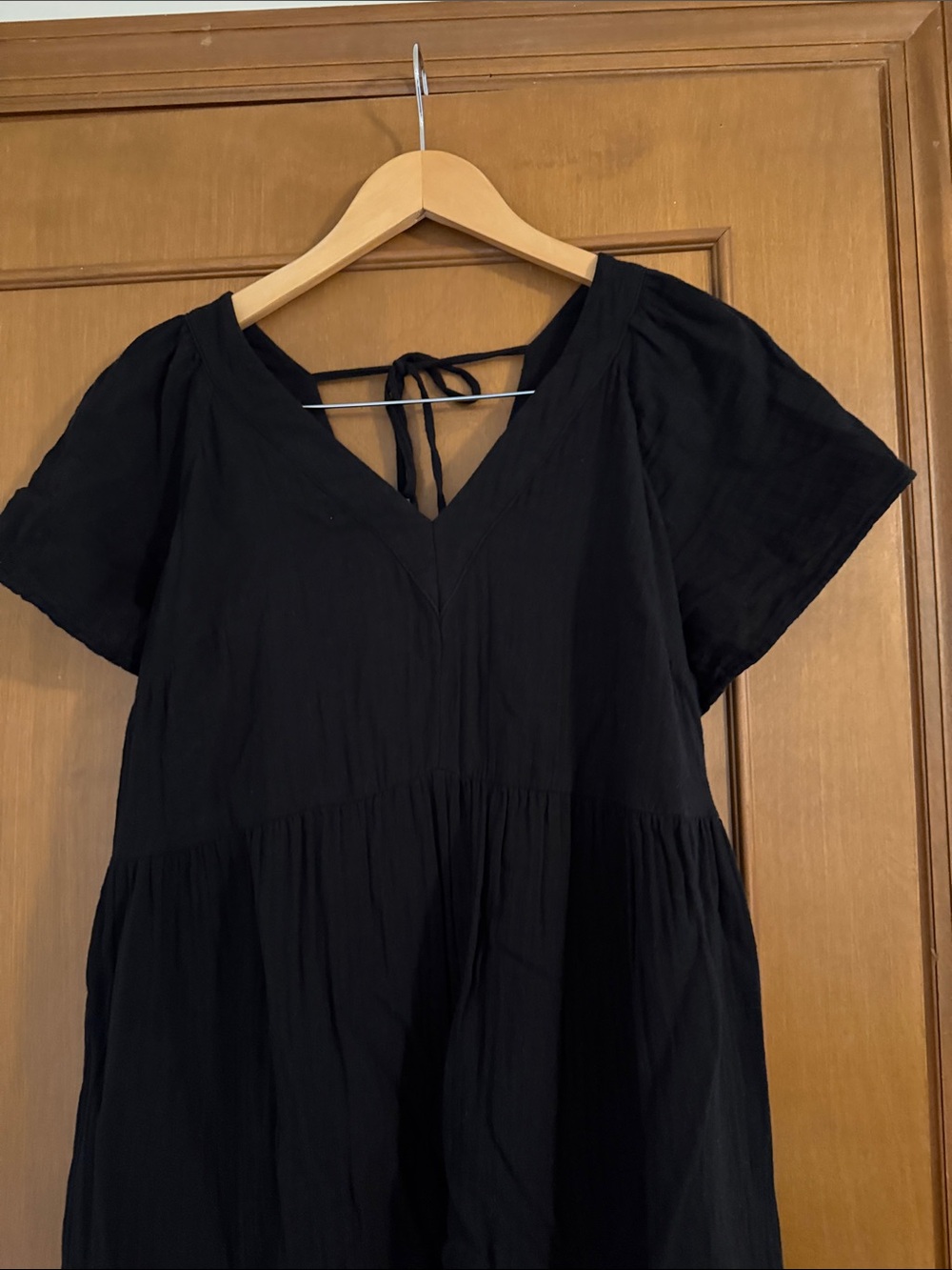 Old Navy Black Midi Dress with Tie Back